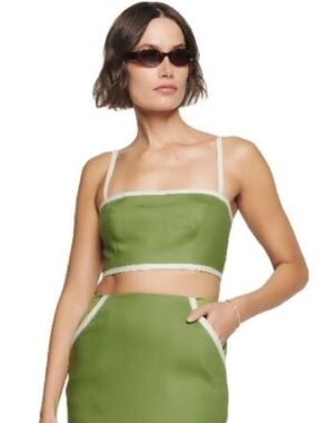 House of Harlow Linen Blend Crop Tank